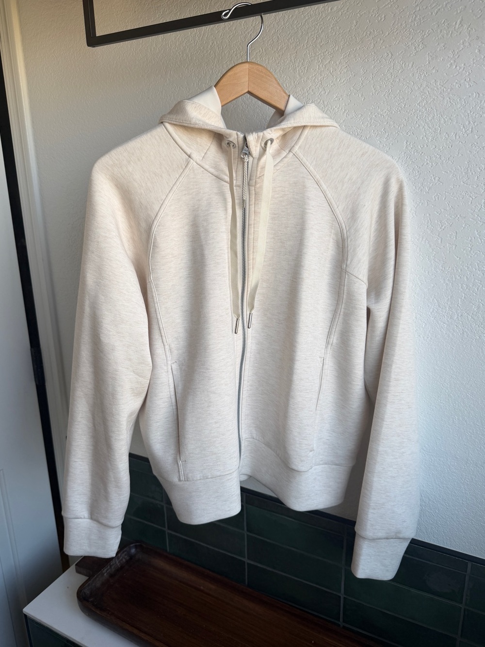 SPANX AirEssentials Full Zip Hoodie. Oatmeal Heather. Small. Like New.